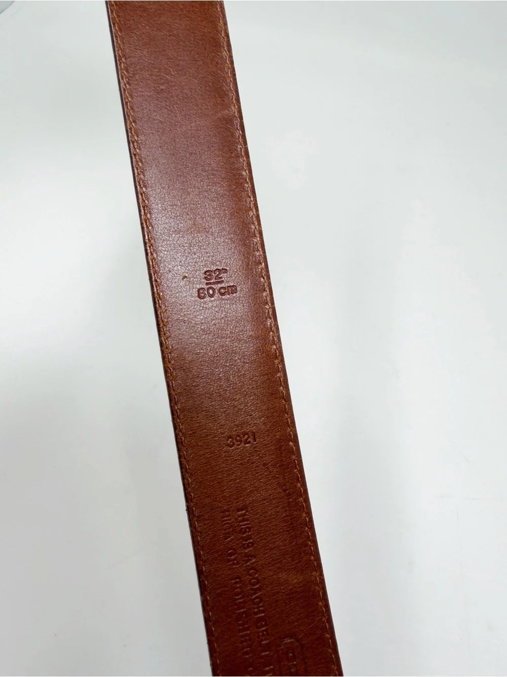 Coach Men's Deep Burgundy Leather Belt with Gold-Tone Buckle